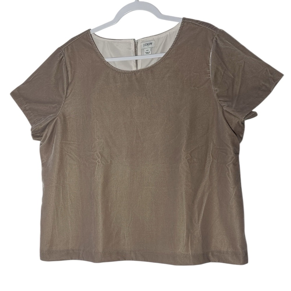 J Crew Top Womens 2XL Plus Velvet Lined Short Sleeve Party Glam Holiday Cozy